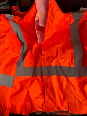 High-Visibility Safety Jacket in Bright Orange with Reflective Stripes